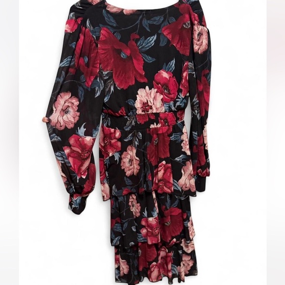 Ember Floral Black and Red Tiered Dress - Picture 7 of 7